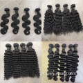 Extensão de pacote de cabelo humano barato de trama de cabelo crua indiano saudável corporal brasileiro tecel Virgin Real 100% Remy Hair Pacotes